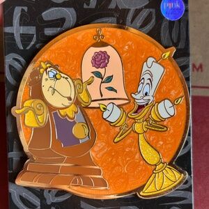 Pink a la Mode Beauty and the Beast Lumiere Cogsworth Pin Disney Belle